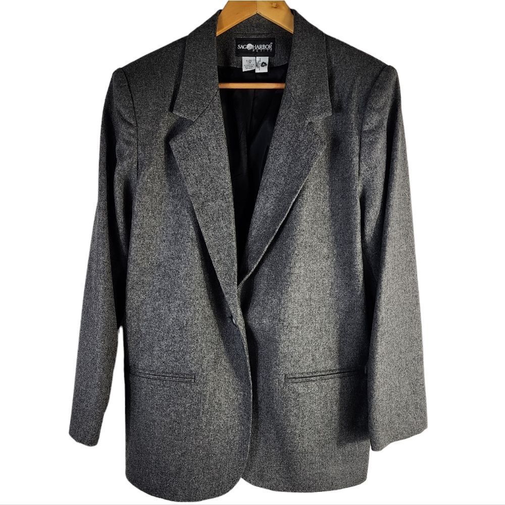 Sag Harbor Petite Gray Wool Blend Blazer